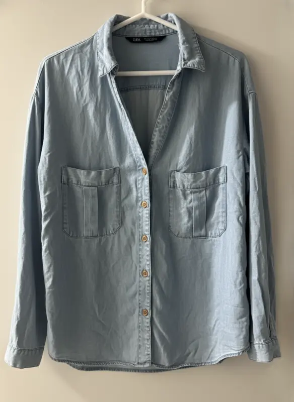 Blusa manga larga celeste marca ZARA talla  S - Comprar en Lima Perú | Fancy Shops