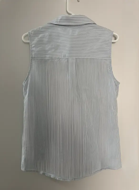Blusa manga cero de rayas blanco y celeste marca EDC talla M - Imagen 2