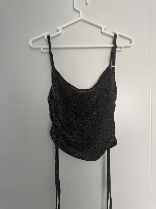 Blusa top marrón brilloso marca MOSSIMO talla S - Imagen 2