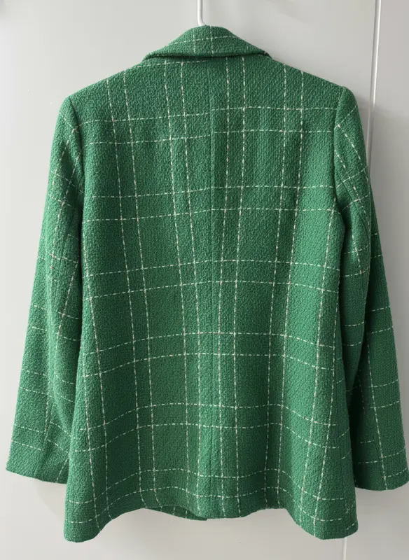 Blazer verde de cuadros talla M - Imagen 2