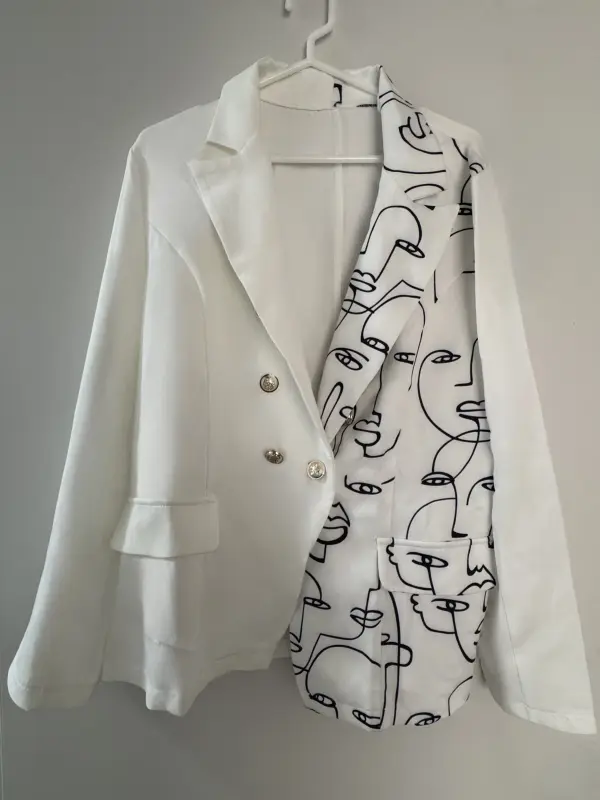 Blazer blanco y negro abstracto talla L - Blazers y Chalecos Sastre | Comprar Online Lima