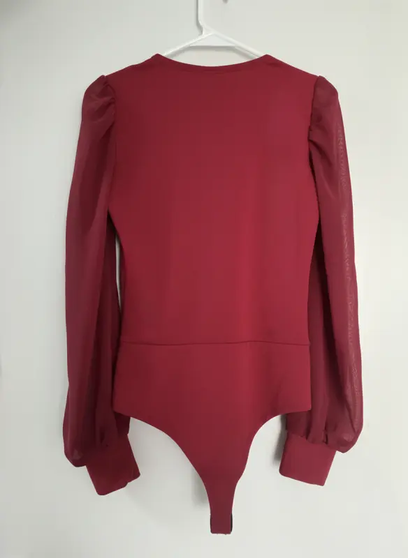 Blusa manga larga rojo vino talla M - Imagen 2