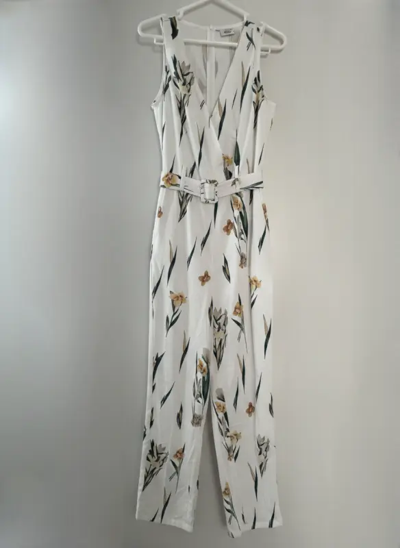 Enterizo blanco con estampado de flores talla M - Enterizos Elegantes | Comprar Online Lima