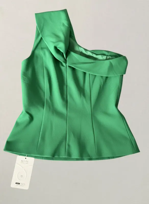 Blusa de un hombro con detalle de gran lazo verde talla M - Imagen 2