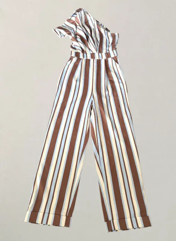 Enterizo con estampado de rayas multicolor talla M - Imagen 2