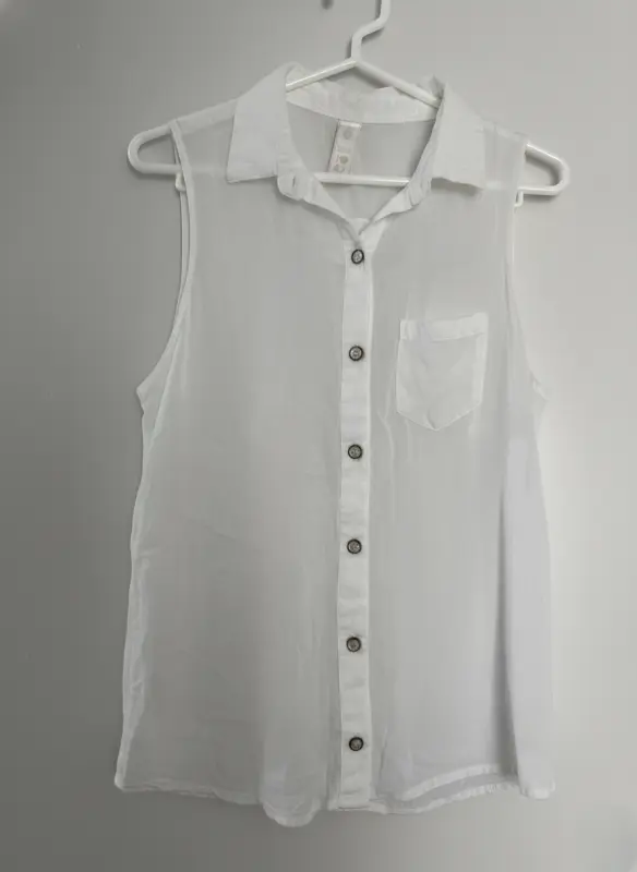 Blusa de lino manga cero blanco talla M - Blusas | Comprar Online Lima