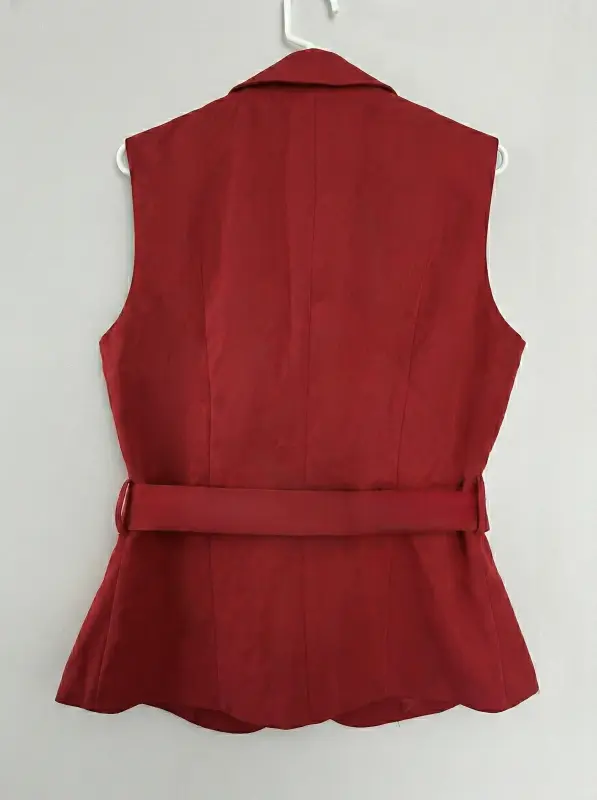Chaleco de vestir rojo con cinturón talla M - Imagen 2