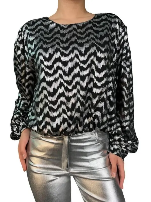 Blusa negro y plateado zara talla S - Imagen 3