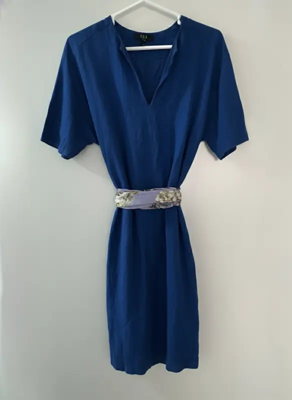 Vestido manga corta azul marca 1.2.3 PARIS talla S - Enterizos Elegantes | Comprar Online Lima