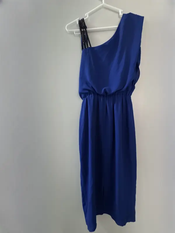 Vestido manga cero azul marca WAREHOUSE talla S - Imagen 2