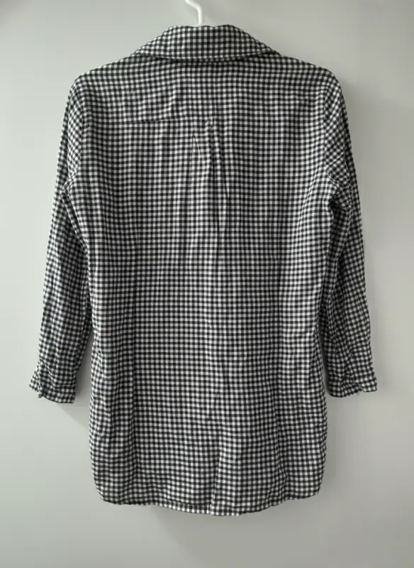 Blusa manga larga a cuadros negro y blanco marca Dejavu talla M - Imagen 2
