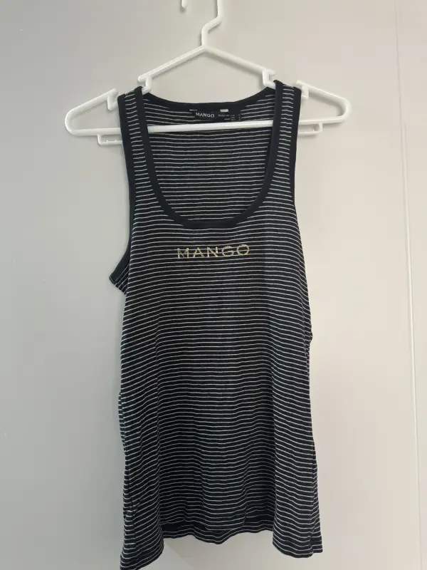 Polo manga cero a rayas azul y blanco marca MANGO talla M - Polos | Comprar Online Lima