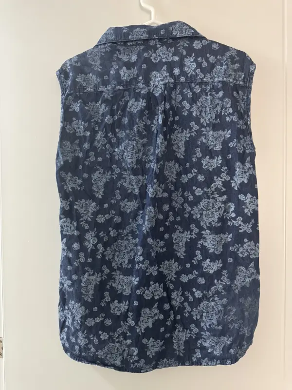 Blusa manga cero azul y celeste marca MANGO talla S - Imagen 2